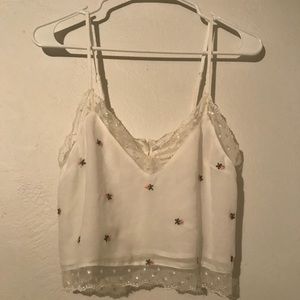 White lace with flower crop top